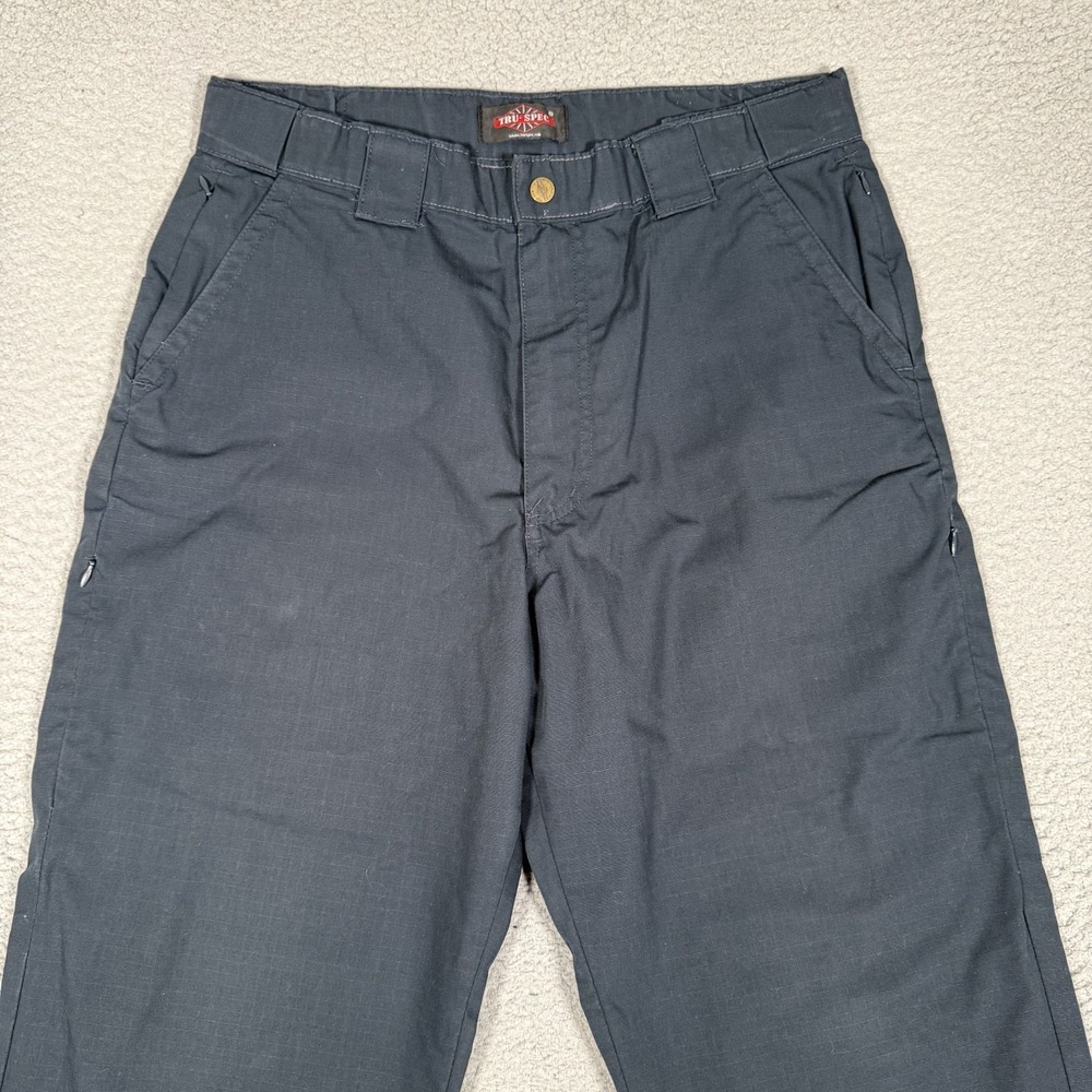 Tru Spec Pants Mens 34x30 Blue Cargo Utility Ripstop Zip Work Adjustable Waist - Picture 2 of 11